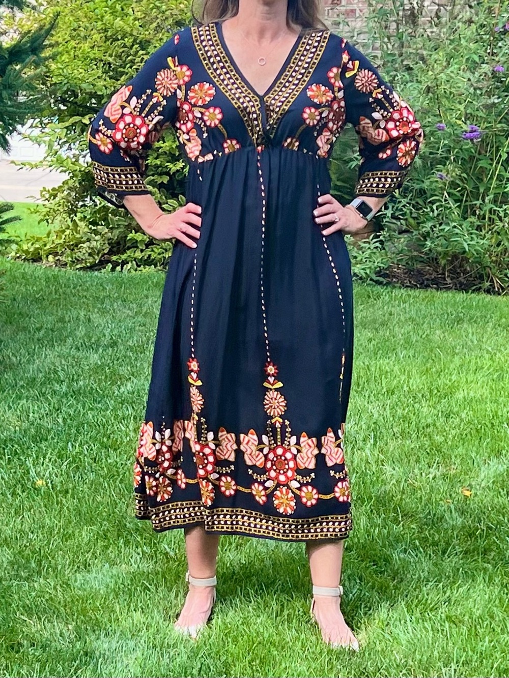 •Flying Tomato XL Navy Boho Floral Dress! EUC!